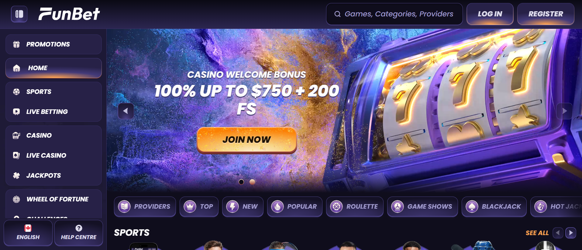 FunBet Casino Seite